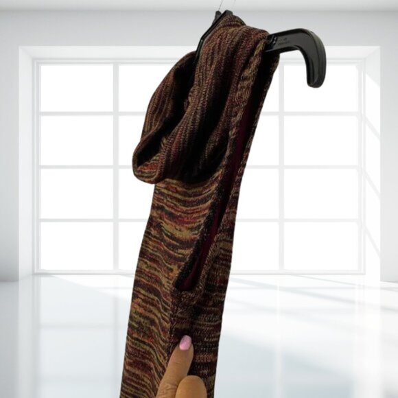 Ruby Rox XS Earthtone Striped Cowl Neck Bodycon Sheath Knit Dress - Picture 8 of 13